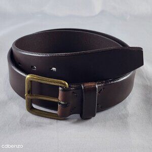 Cole Haan 35mm Men's Dark Brown Leather Belt with Solid Brass Buckle Size 36